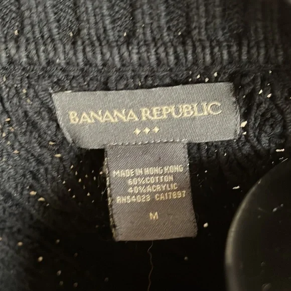 Banana Republic Sz M Belted Black Chunky Knit  Button Down Long Cardigan - Picture 10 of 16